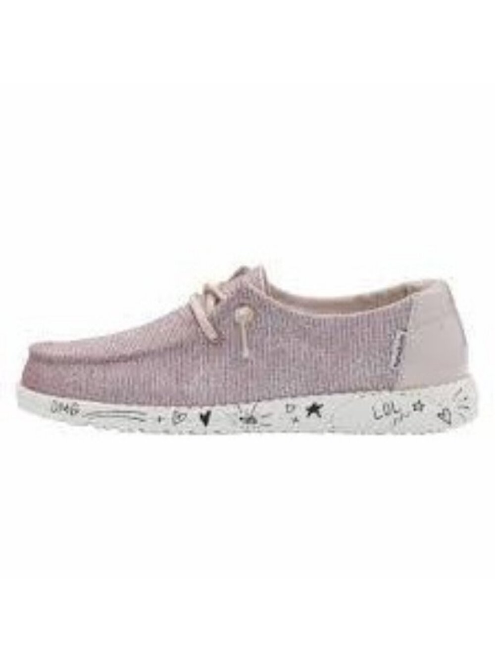 Hey Dude Wendy Youth Disco Sparkle Shoes Glitter Pink Canvas Doodle Sole Girls 3